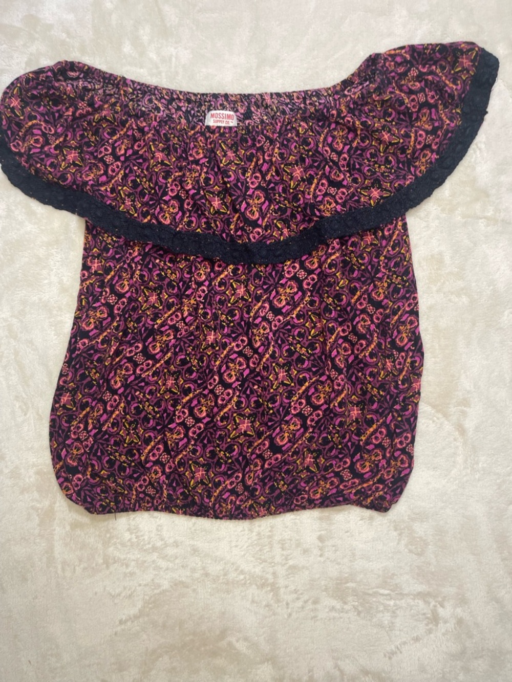 Mossimo Off Shoulder Boho Floral Peasant Top Small